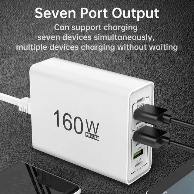 Alt view image 2 of 6 - 160W Desktop Fast Charger US EU Plug Wall Phone Charger for Mobile Phones Laptops Usb Wall Charger Power Supply Adapter