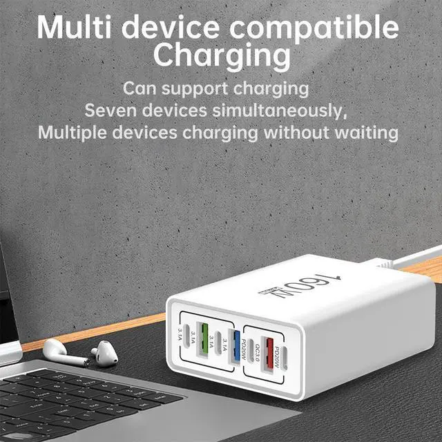 Alt view image 5 of 6 - 160W Desktop Fast Charger US EU Plug Wall Phone Charger for Mobile Phones Laptops Usb Wall Charger Power Supply Adapter