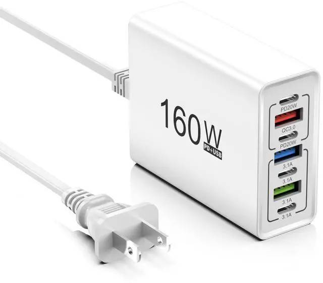 Main image of 160W Desktop Fast Charger US EU Plug Wall Phone Charger for Mobile Phones Laptops Usb Wall Charger Power Supply Adapter