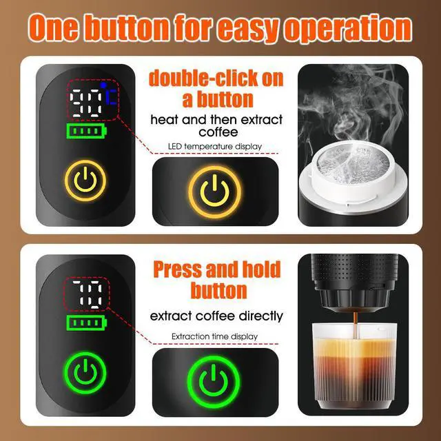 Alt view image 2 of 5 - LED Display Portable Espresso Machine 20Bar 3 in 1 Automatic USB Electric Coffee Maker Machine for Travel Outdoor Camping Green