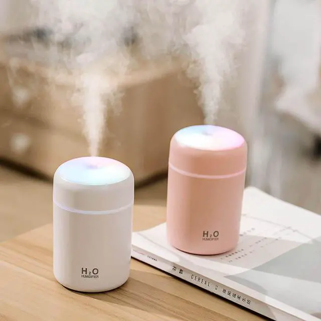Alt view image 3 of 3 - 300mL Portable LED Light Mini Ultrasonic H2o Spray Mist Humidifier Double Wet Aroma Essential Oil Diffuser for Car USB Pink