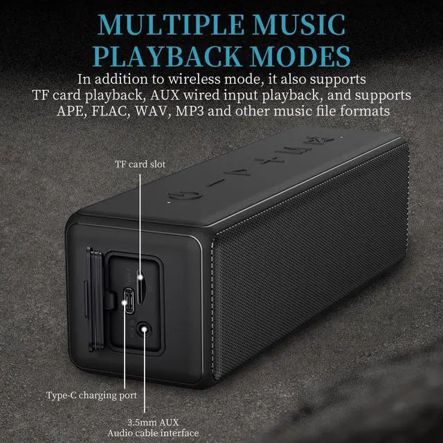 Alt view image 3 of 6 - X5 Plus 40W Wireless Speakers IPX6 Waterproof Portable Speaker BT5.3 Hi-Fi Bass Support TWS Aux/TF Card Built in Mic
