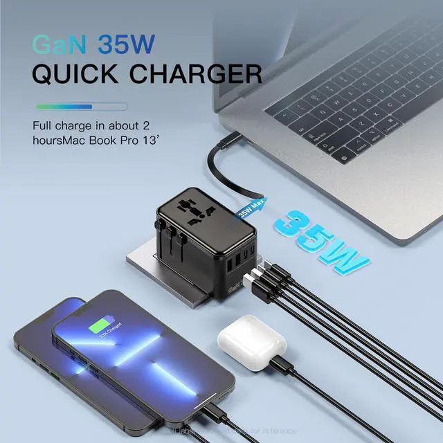 Alt view image 2 of 3 - PD35W GAN Type c Plug Smart Gadgets Universal Adapter Universal Travel Adapter Gift Box