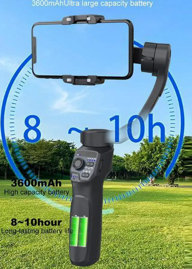 Alt view image 3 of 4 - Smartphone Stabilizer Foldable handheld stabilizer Outdoor Activities 10-hour battery life Live streaming