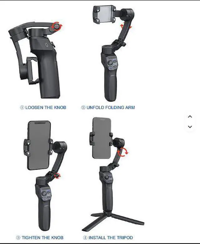 Alt view image 4 of 4 - Smartphone Stabilizer Foldable handheld stabilizer Outdoor Activities 10-hour battery life Live streaming