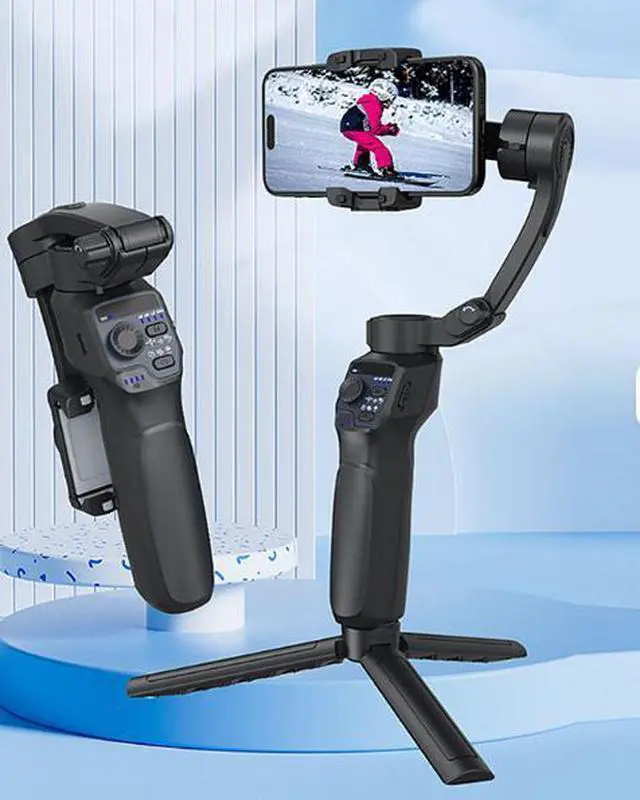 Alt view image 2 of 4 - Smartphone Stabilizer Foldable handheld stabilizer Outdoor Activities 10-hour battery life Live streaming