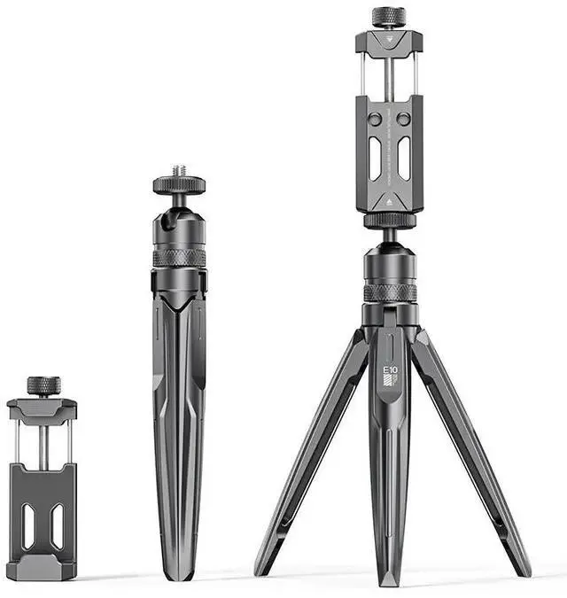 Main image of New E10 Full-Aluminum Tripod Stand Stable Multi-Functional Phone Holder grey