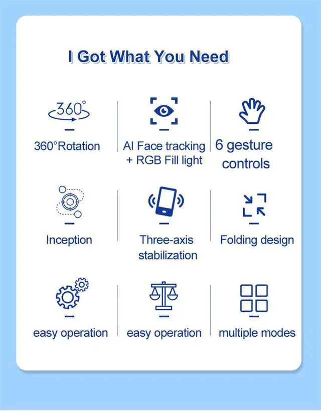 Alt view image 2 of 6 - 360 Degrees Rotation Phone Stabilizer Multiple Photography Modes Foldable Mobile Stabilizer for Vlog Video Livestream