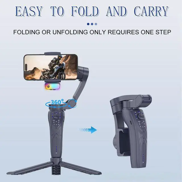 Alt view image 3 of 6 - 360 Degrees Rotation Phone Stabilizer Multiple Photography Modes Foldable Mobile Stabilizer for Vlog Video Livestream