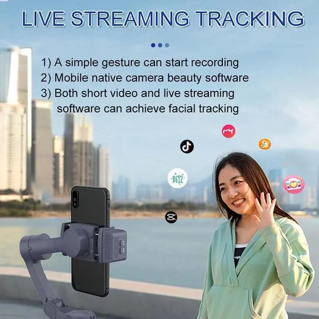 Main image of 360 Degrees Rotation Phone Stabilizer Multiple Photography Modes Foldable Mobile Stabilizer for Vlog Video Livestream