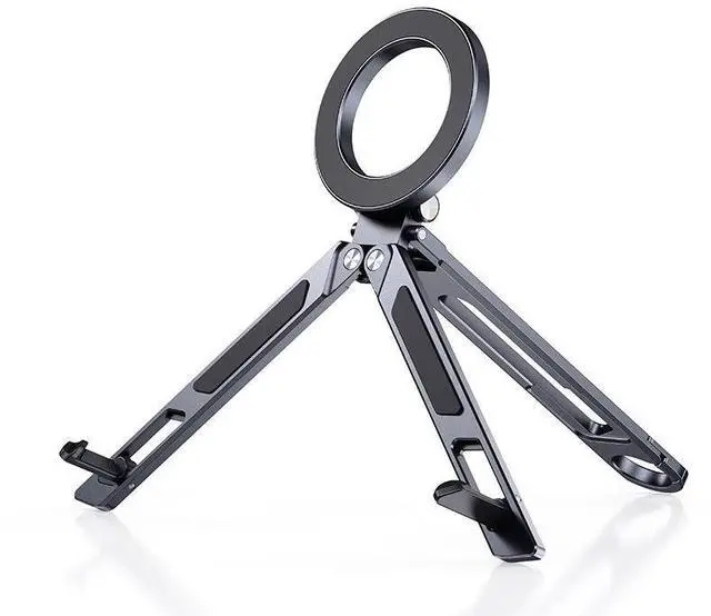 Main image of E12 Portable Multi-Mode Magnetic Phone Stand with Carabiner, Adjustable Tripod for Travel, Selfie, Tablet & Desktop Use