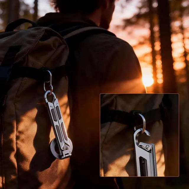 Alt view image 2 of 6 - E12 Portable Multi-Mode Magnetic Phone Stand with Carabiner, Adjustable Tripod for Travel, Selfie, Tablet & Desktop Use Silver