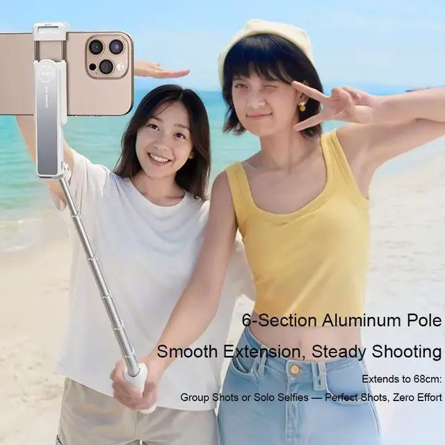 Alt view image 6 of 7 - DUCSUAL Selfie Stick Convenient and Selfie Stick with Tripod Bluetooth Control Mobile Phone Mini Selfie Stick i10|selfie stick with tripod|White