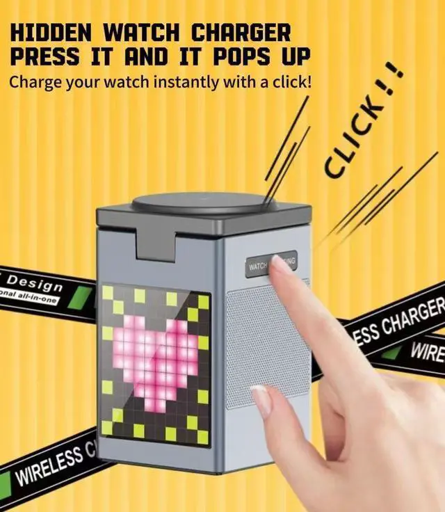 Alt view image 2 of 6 - CE Certified 6-In-1 Magnetic Wireless Charger Multi-Functional Fast Charging Stand for Phone Smartwatch Bluetooth Speaker Black