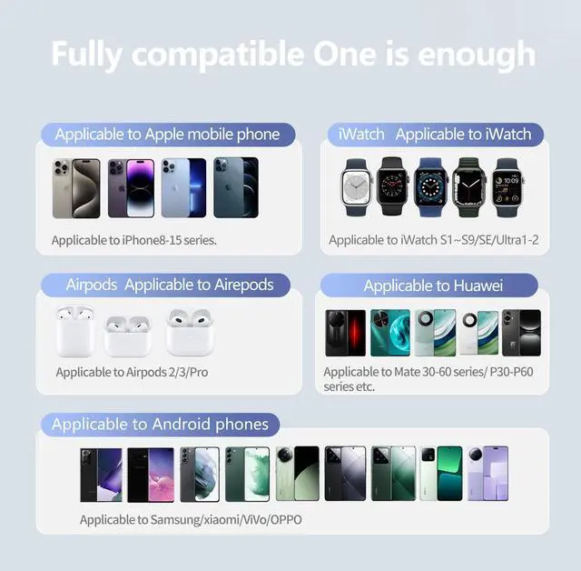 Alt view image 2 of 6 - 3-in-1 Magnetic 360° Rotation 15W Fast Wireless Charger Stand Multifunctional Foldable Charging Station Holder Earphone