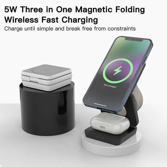 Alt view image 4 of 6 - 15w Multifunctional Desktop Folding Wireless Charger Magnetic Fast 3 in 1 Wireless Charger Station