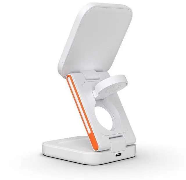 Alt view image 6 of 6 - Three-in-One Folding Magnetic 15W Fast Charging Wireless Charger Multifunction for Apple Mobile Phone Charger with Suction