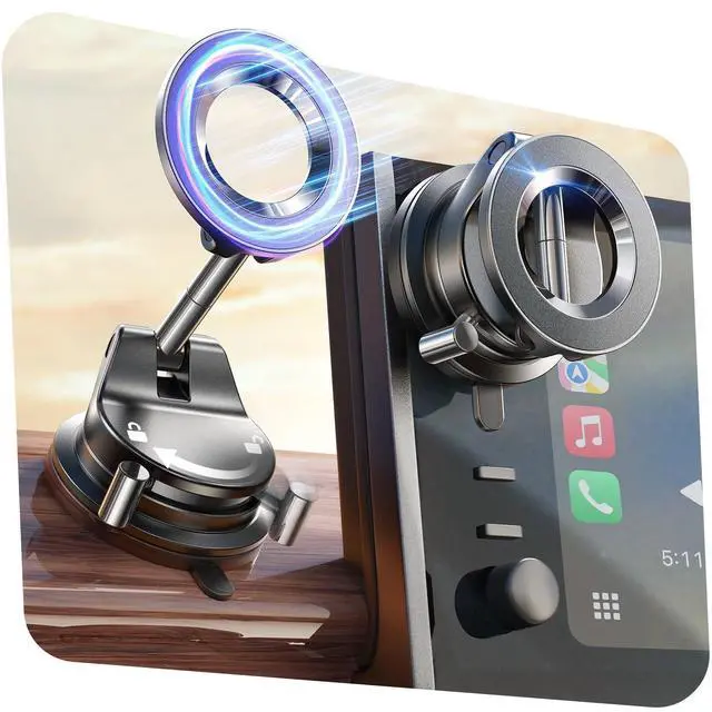 Alt view image 3 of 7 - Magnetic Car Phone Holder Electric Suction Auto Adsorption Mobile Mount 360 Rotatable Stand for iPhone 17 16 Pro