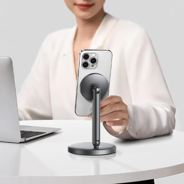 Alt view image 5 of 6 - X96 360° Rotating Phone Stand Aluminum Alloy, Dual Swivel Magnetic Home Mount