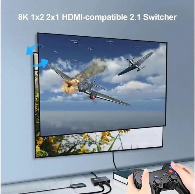 Alt view image 2 of 6 - Switcher HDMI-compatible 2.1 Bi-Direction 2 in 1/1 in 2 Ultra speed 48Gbps 8K@60Hz 4K@120Hz Switch adapter With switch button For PS4/5 TV Box HDTV Xbox Projector