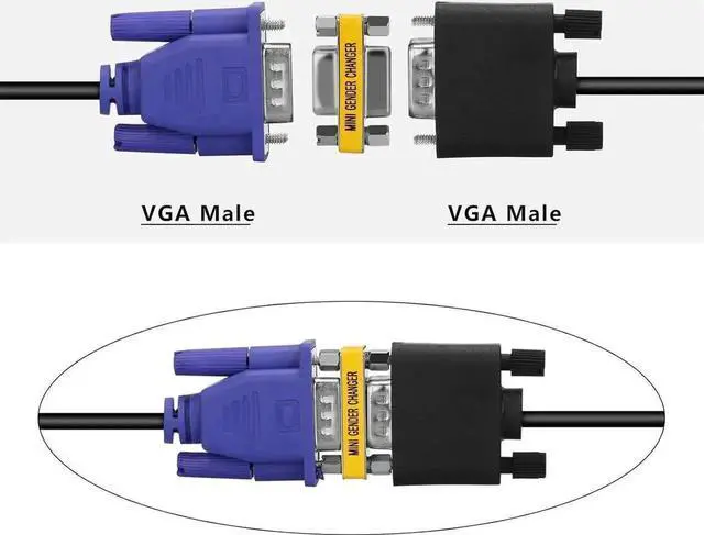 Alt view image 3 of 5 - VGA Coupler, 2 Pack VGA SVGA Connector 15 Pin Female to Female Mini Gender Changer Adapter
