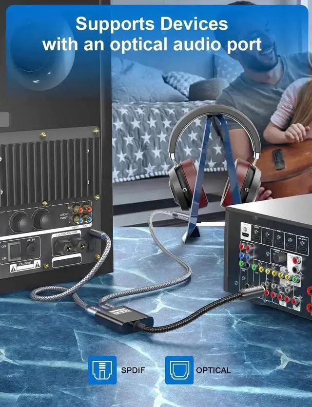 Alt view image 3 of 7 - Optical Audio Splitter 1 in 2 Out Toslink Splitter Optical Audio Adapter 1 Male Input 2 Female Output for Home Theatre, DVD Player,Digital TV,Playstation-Black(20CM)