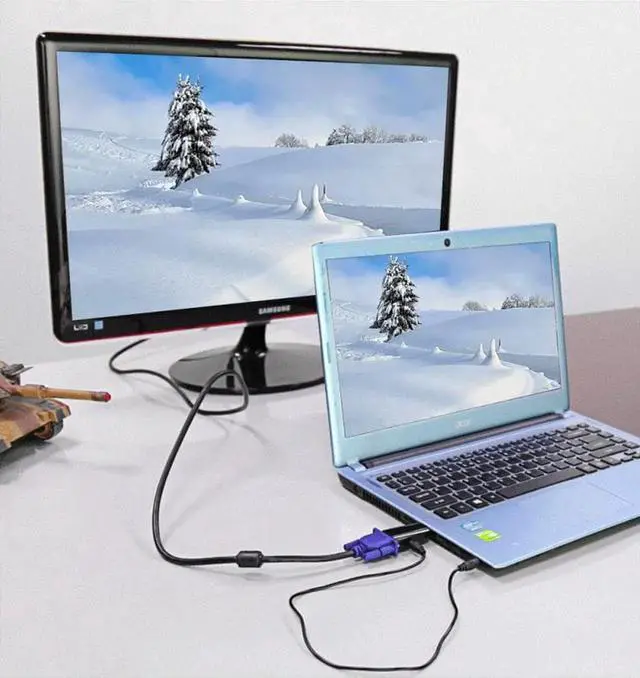 Alt view image 5 of 7 - HDMI to VGA Adapter Converter with 3.5mm Audio Jack Cable HDMI to VGA Converter Male to Female Gold Plated Connector Compatible with Computer Desktop Laptop PC Monitor Projector HDTV, 2-Pack