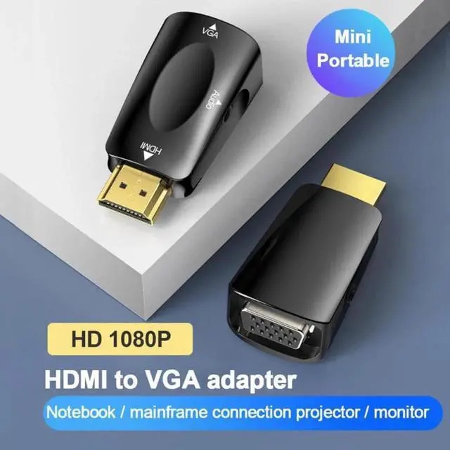 Alt view image 2 of 7 - HDMI to VGA Adapter Converter with 3.5mm Audio Jack Cable HDMI to VGA Converter Male to Female Gold Plated Connector Compatible with Computer Desktop Laptop PC Monitor Projector HDTV, 2-Pack