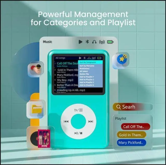 Alt view image 6 of 6 - Y1 HiFi Lossless Sound 128GB Music MP3 MP4 Player Touch Screen TFT Kids Earphone Plastic Kids Gift Support WAV Audio Gray