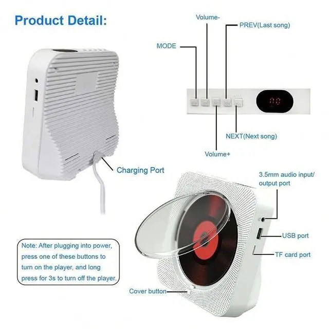 Alt view image 6 of 7 - Portable Home CD/DVD/VCD Player with Best Multi-Functional Features Black