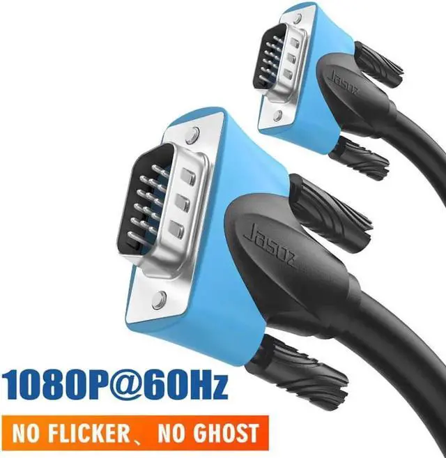 Main image of 3FT/6FT/10FT/15FT/30FT VGA Cable VGA Male to Male Cable 1920x1200 Cable 15 Pin Cord Wire Braided Shielding for Computer Monitor Projector VGA Cable ideal for Gaming Office (6 ft) .