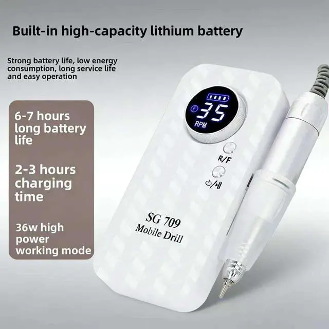 Alt view image 4 of 5 - SG709 Multi-Plug US/UK Portable Nail Polisher & Grinder with Electric Grinding Pen and Storage Pink