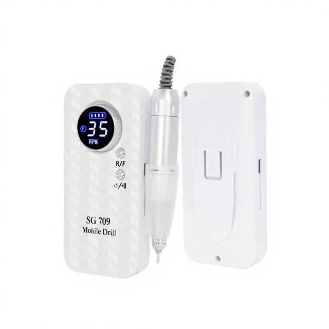 Alt view image 5 of 5 - SG709 Multi-Plug US/UK Portable Nail Polisher & Grinder with Electric Grinding Pen and Storage Pink