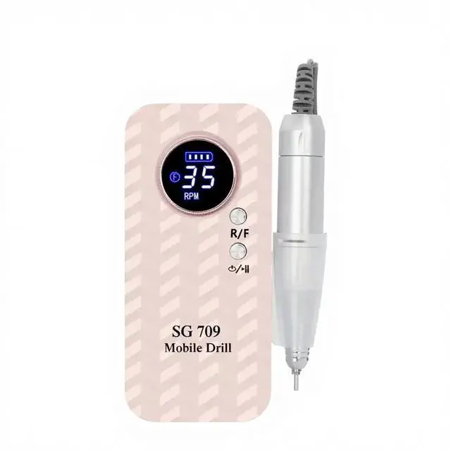 Main image of SG709 Multi-Plug US/UK Portable Nail Polisher & Grinder with Electric Grinding Pen and Storage Pink