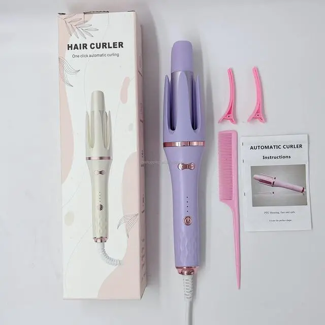 Main image of Ceramic Automatic Rotating Hair Curler Customized Logo Best Seller with Electric Power Source Portable Feature Purple US