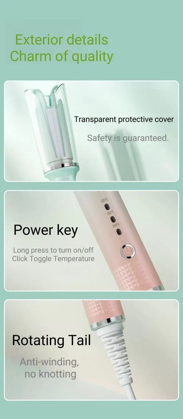 Alt view image 4 of 7 - Intelligent Professional Salon Auto Rotating Anion Curling Iron Anti Scalding Fast Heating Automatic Hair Curling Iron UK