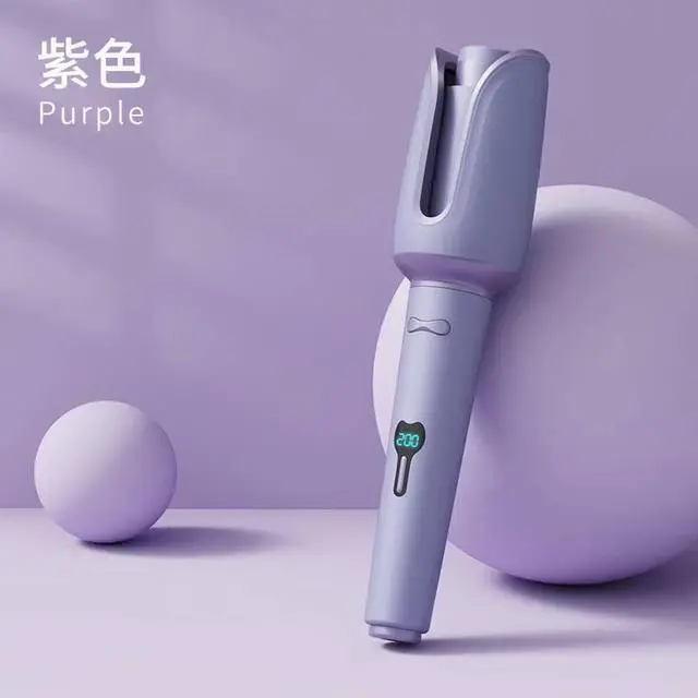 Main image of Rotating Hair Curler Hair Curler Private Label Plastic Hair Curler Rose Automatic Curling Iron Purple EU