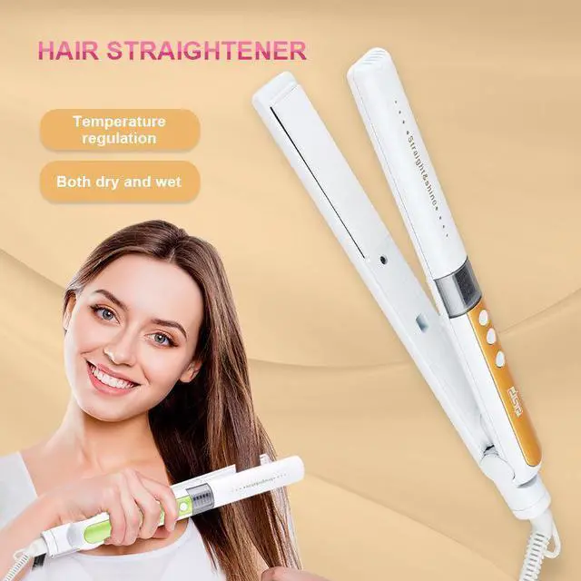 Alt view image 4 of 5 - Portable Electric Ironing Board with DSP Hair Straightener Salon Equipment Dual-Use Roll & Clip LCD Display for Female Use Yellow