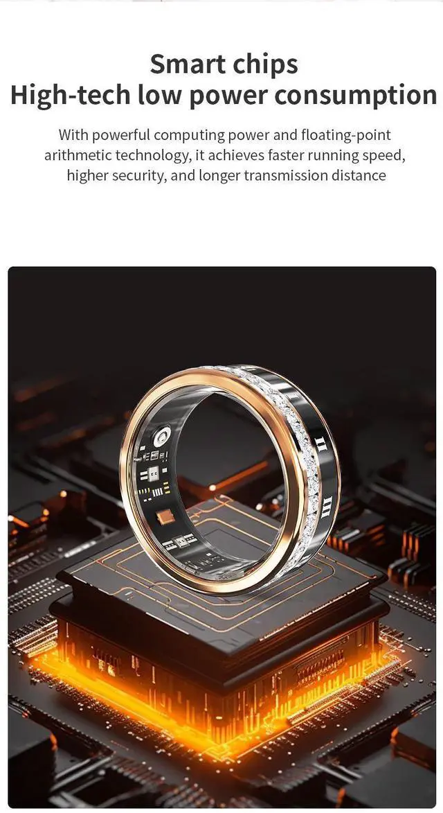 Alt view image 4 of 7 - Stainless Steel Heart Rate Detection High Quality Smart Rings Android for Men