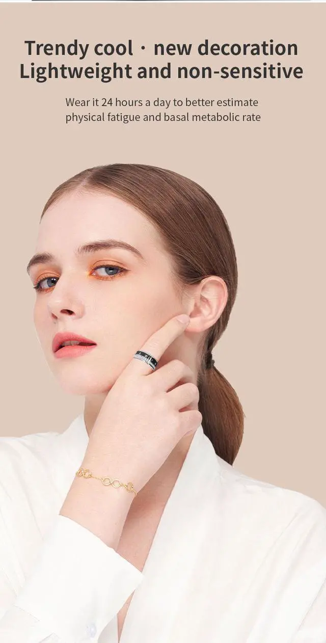 Alt view image 2 of 7 - Stainless Steel Heart Rate Detection High Quality Smart Rings Android for Men