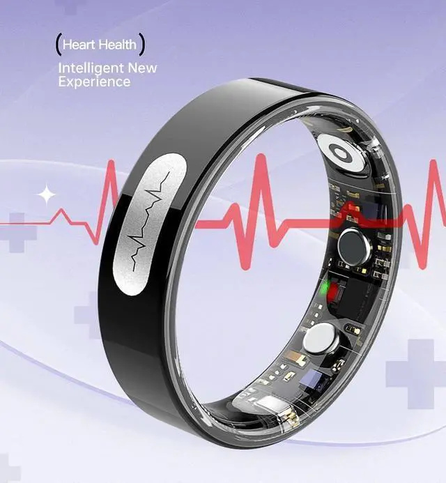 Alt view image 4 of 5 - Smart Health Ring AI ECG Temperature Heart Rate Sleep Sports HRV Fitness Tracker Remote size8