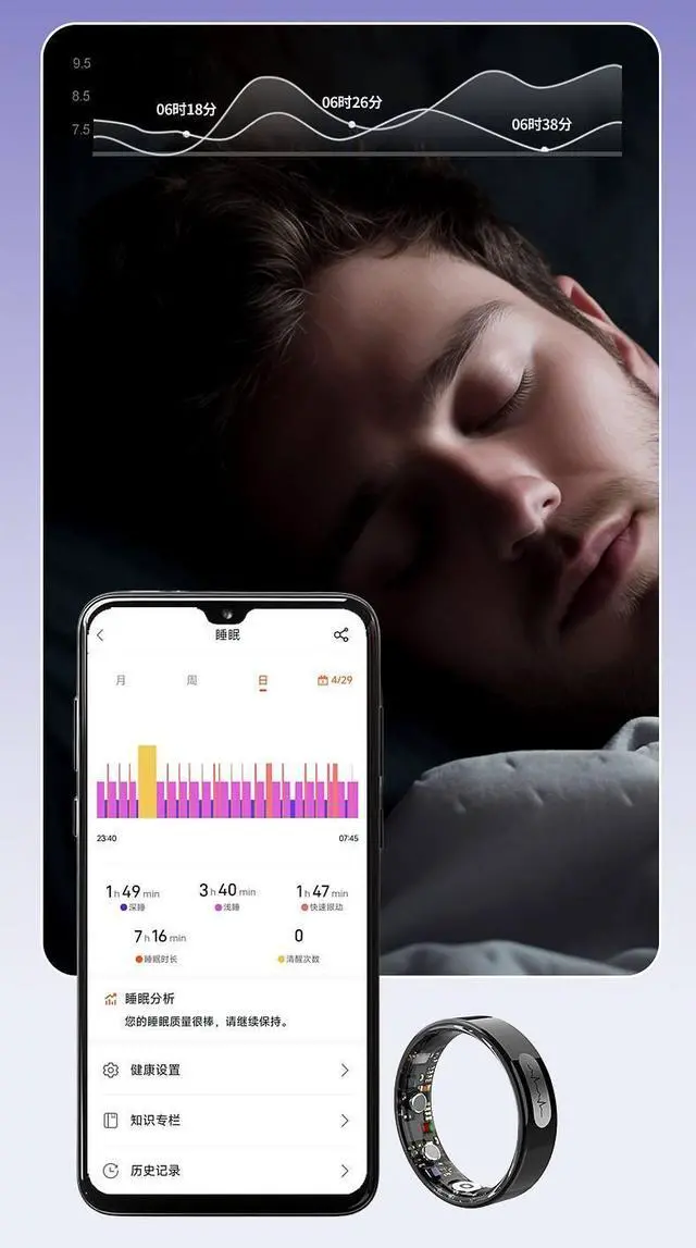 Alt view image 2 of 5 - Smart Health Ring AI ECG Temperature Heart Rate Sleep Sports HRV Fitness Tracker Remote size8