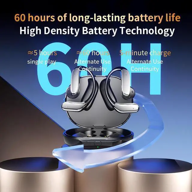 Alt view image 4 of 5 - YYK-Q102 Open Ear AI Translation Earbuds Earhook OWS Wireless Earbuds Simultaneous Interpretation Soft Sports Earphone Gold