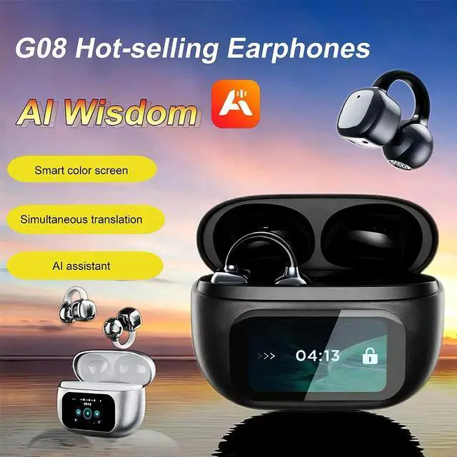 Alt view image 2 of 6 - G08 Sports Touch Screen Earphones for 5.4 IPX-6 Waterproof AI Translation Simultaneous Interpretation Digital Display