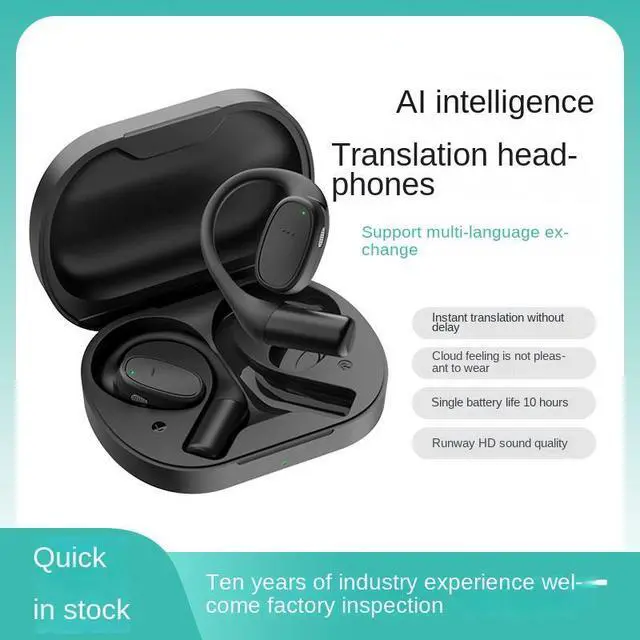 Alt view image 5 of 6 - AI Cross-Border V1 Translation Headset Real-Time Interpretation Multilingual Noise Cancelling In-Ear TWS Earphones JL LED IPX-6