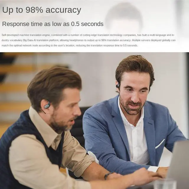 Alt view image 6 of 6 - AI Cross-Border V1 Translation Headset Real-Time Interpretation Multilingual Noise Cancelling In-Ear TWS Earphones JL LED IPX-6