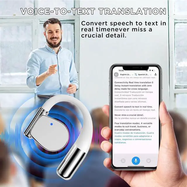 Alt view image 5 of 5 - AI Translation Earbuds Real Time, 3-in-1 Wireless Translator with 144 Languages Accents, 40HBattery Life Noise-Cancelling Design