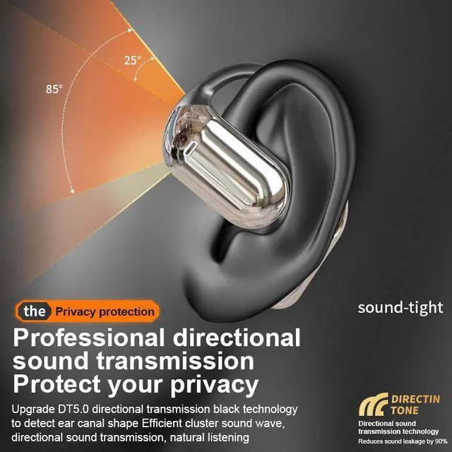 Alt view image 6 of 6 - Q16 OWS Earphones Chip Wireless Earbuds Wireless Headphones Stereo Wireless Earbuds with Mic AI Translation Earphones Light Grey