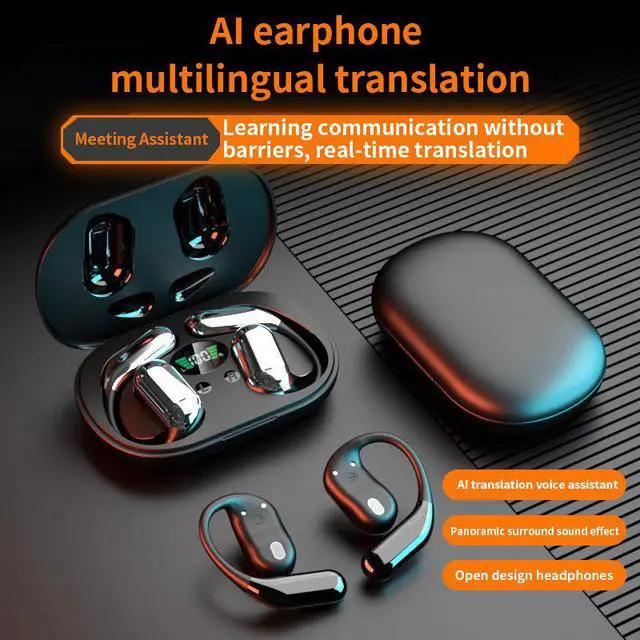 Alt view image 3 of 6 - Q16 OWS Earphones Chip Wireless Earbuds Wireless Headphones Stereo Wireless Earbuds with Mic AI Translation Earphones Light Grey
