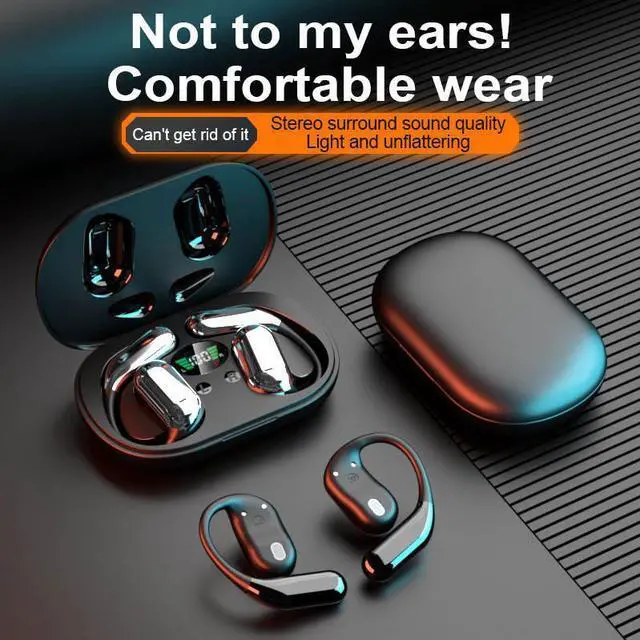 Alt view image 2 of 6 - Q16 OWS Earphones Chip Wireless Earbuds Wireless Headphones Stereo Wireless Earbuds with Mic AI Translation Earphones Light Grey